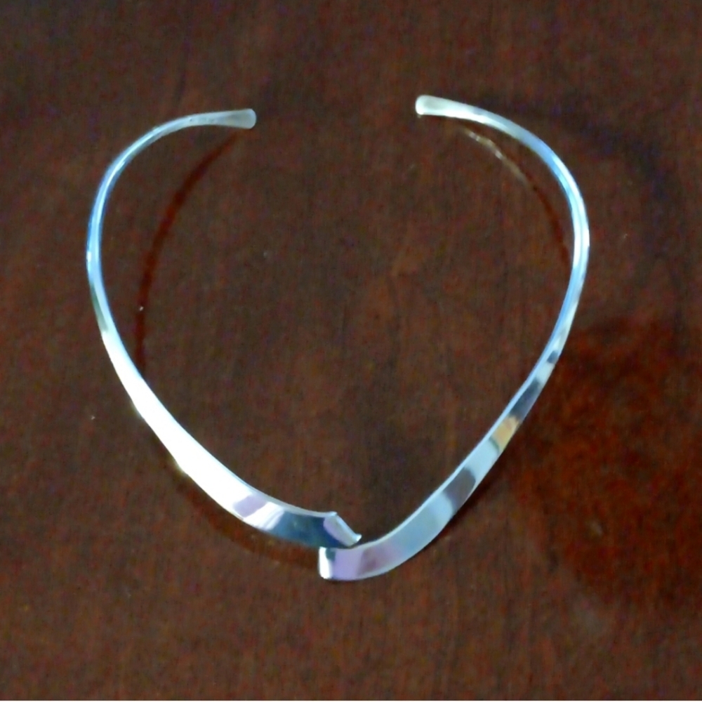 Modernist sterling collar twist chocker necklace handmade - Picture 4 of 7